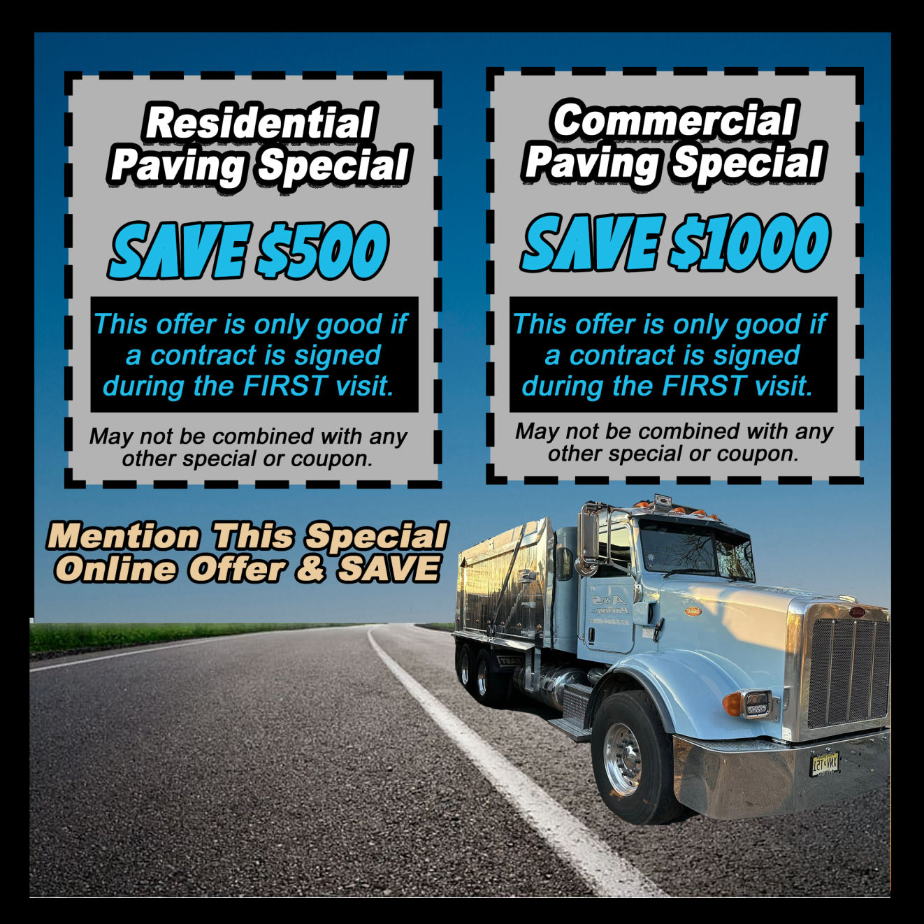 Saving coupons residential and commercial paving